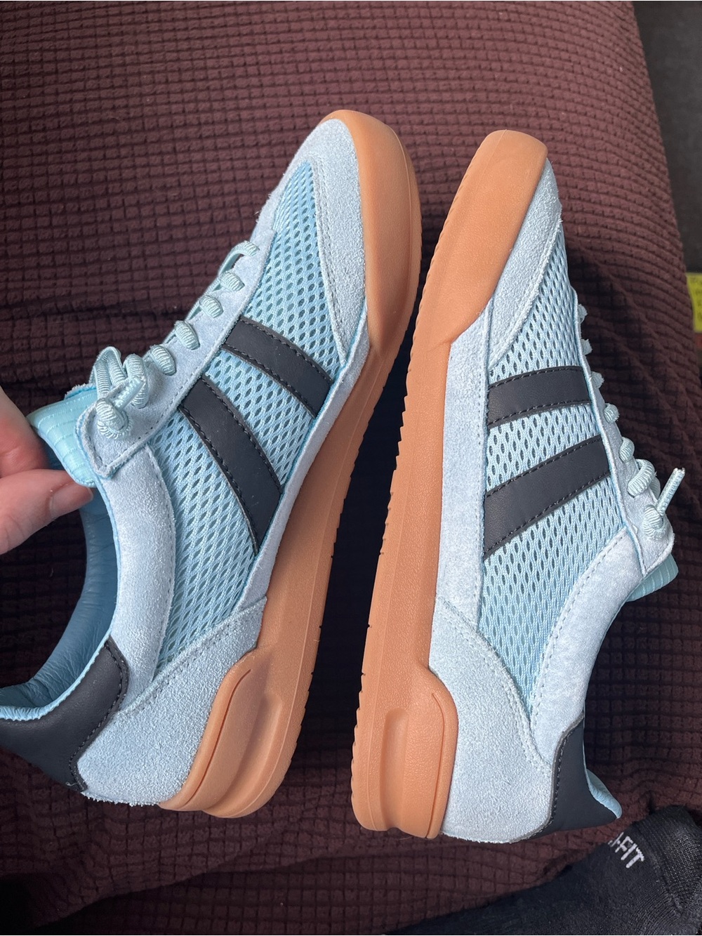 Light Blue Mesh & Suede Sneakers with Gum Sole